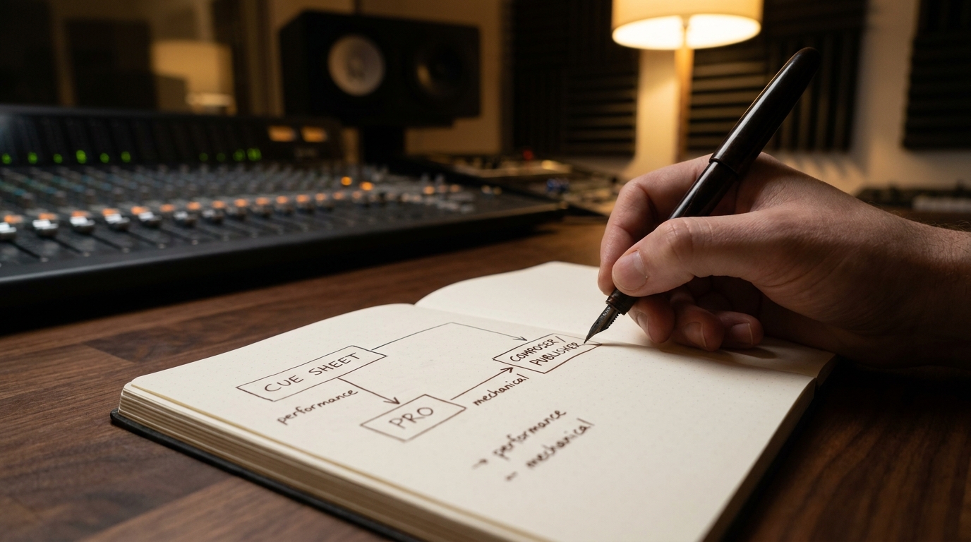 editorial · cue sheet to PRO routing