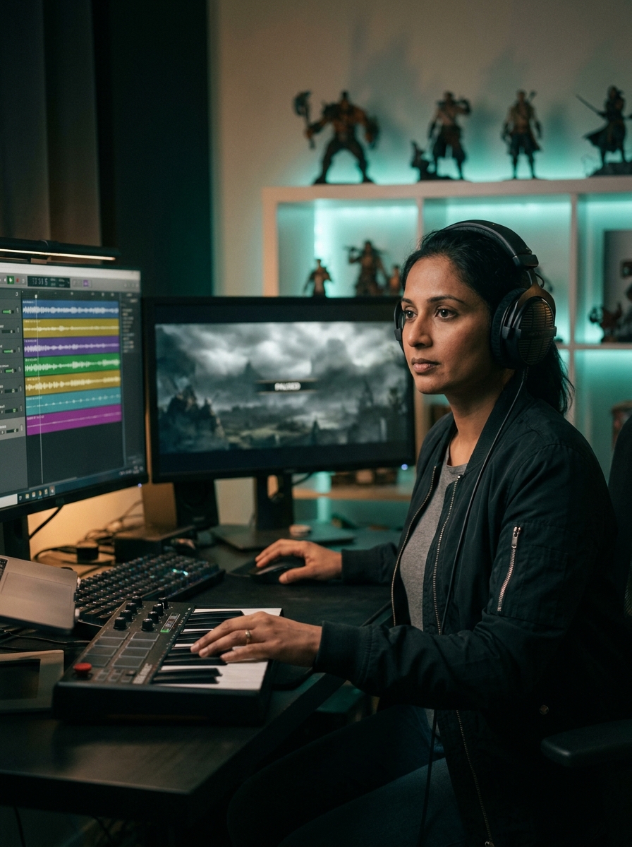 game audio session · hero plate